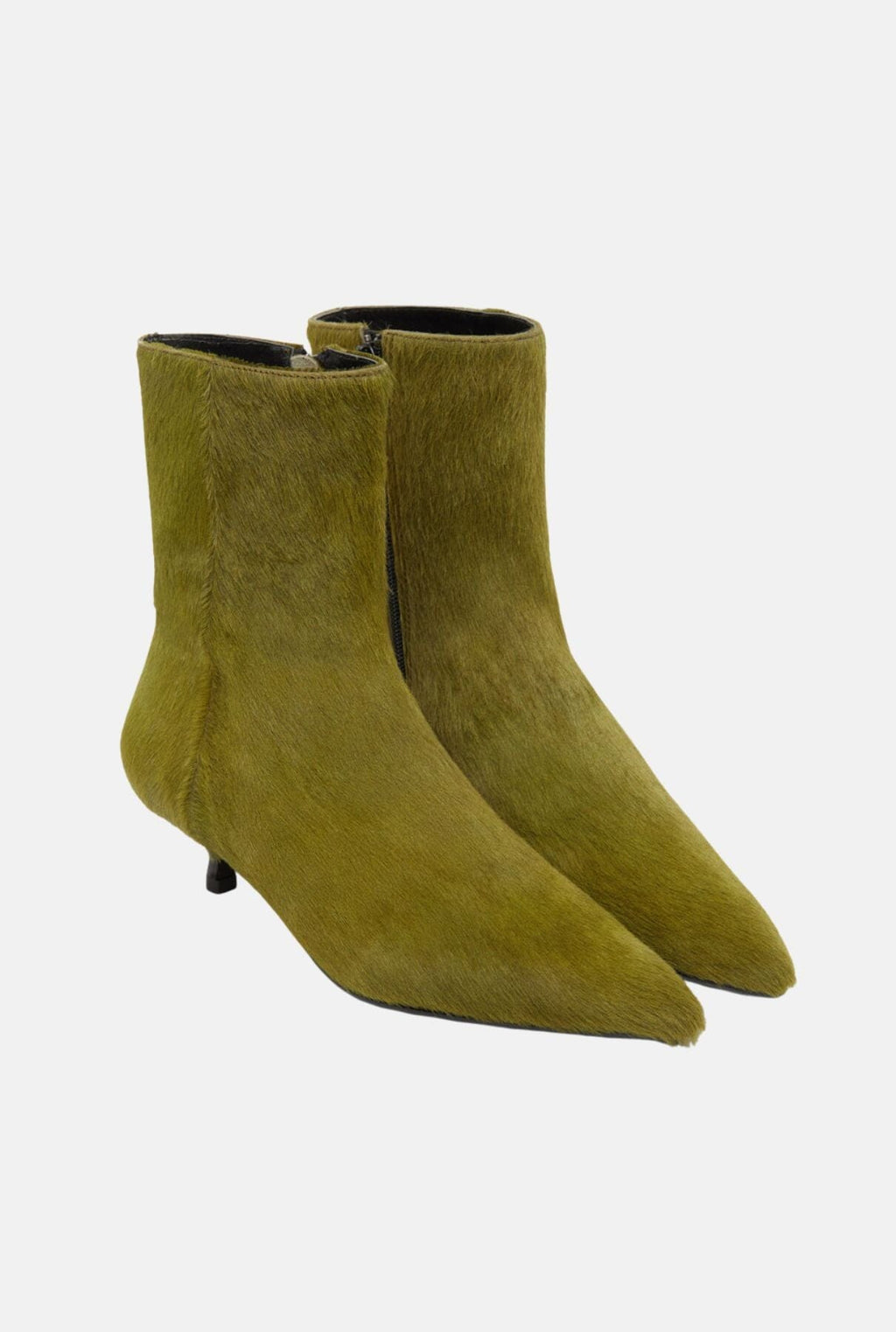 Paula Ankle Boots in Olive Calf Hair