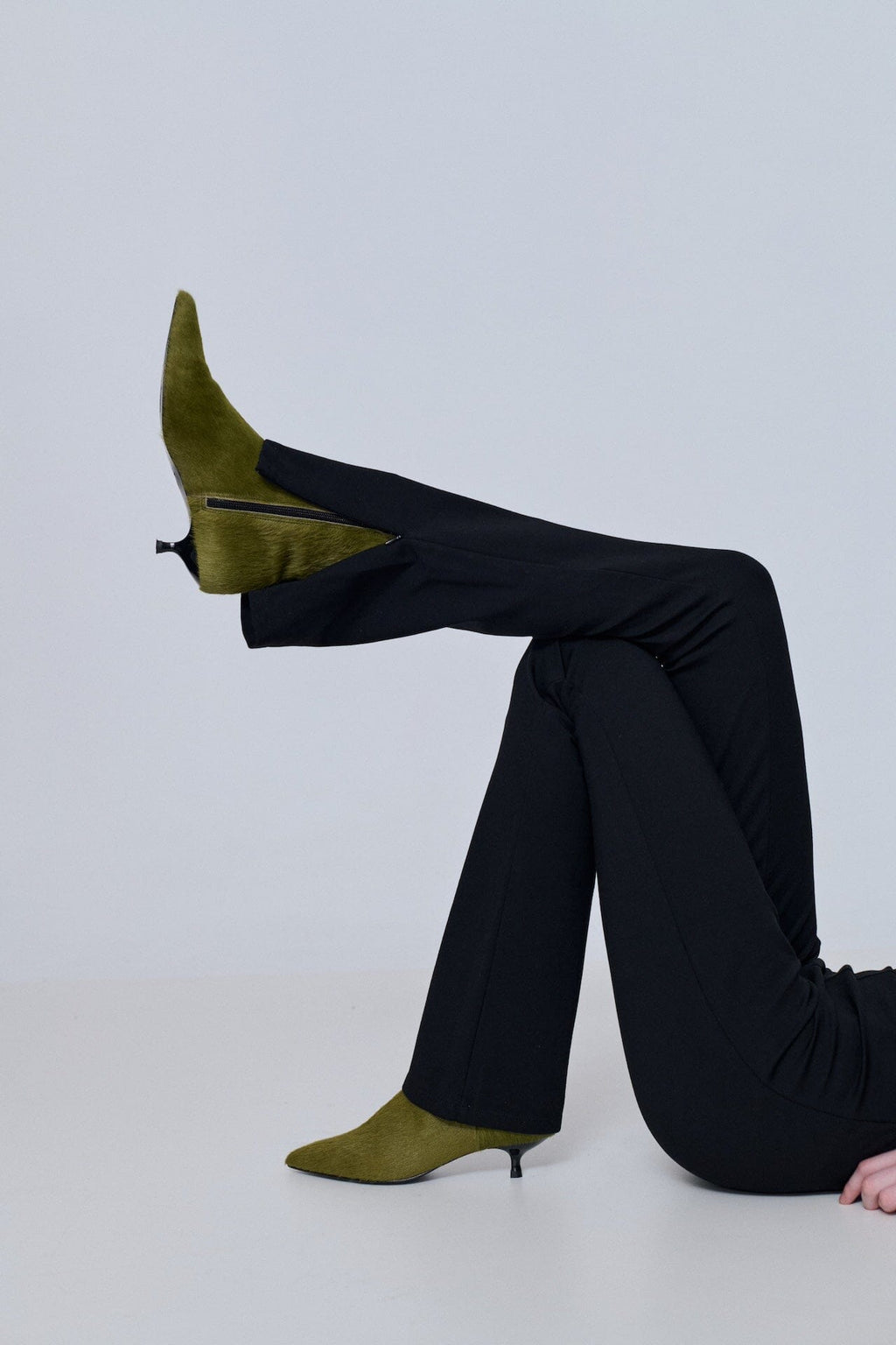 Paula Ankle Boots in Olive Calf Hair