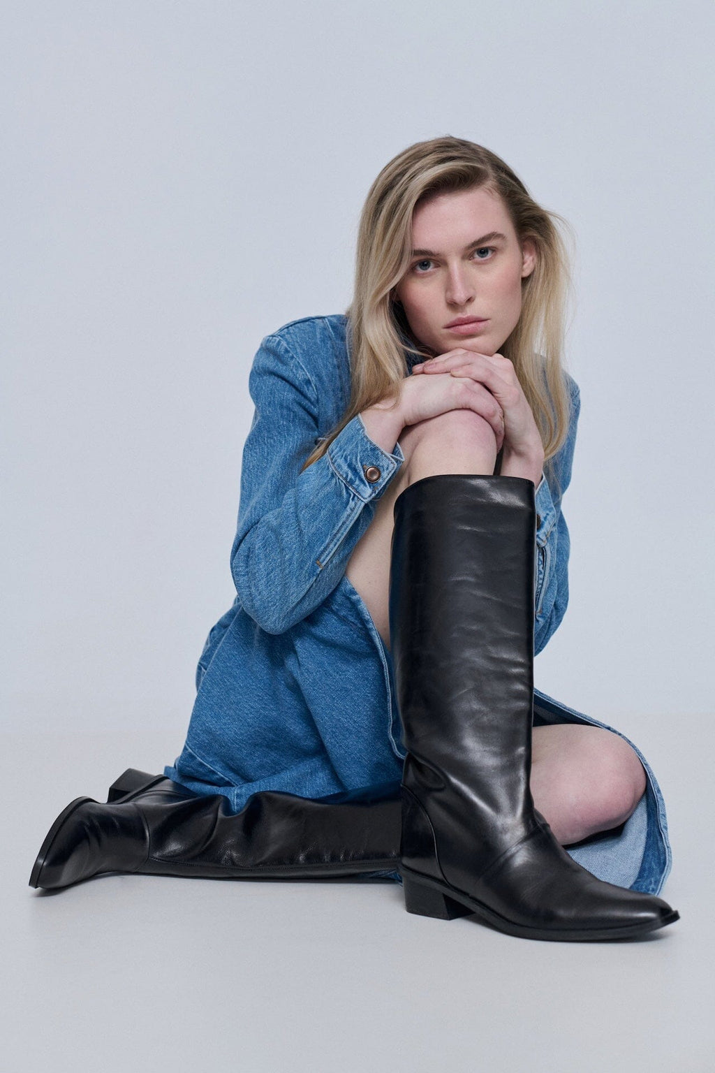 Sarah Boots in Black Leather