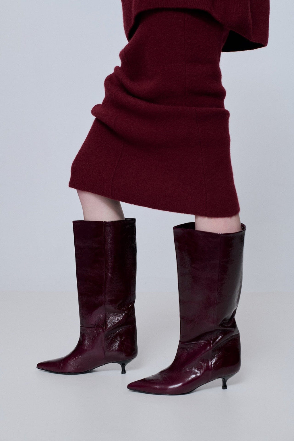 Sydney Boots in Burgundy Patent Leather
