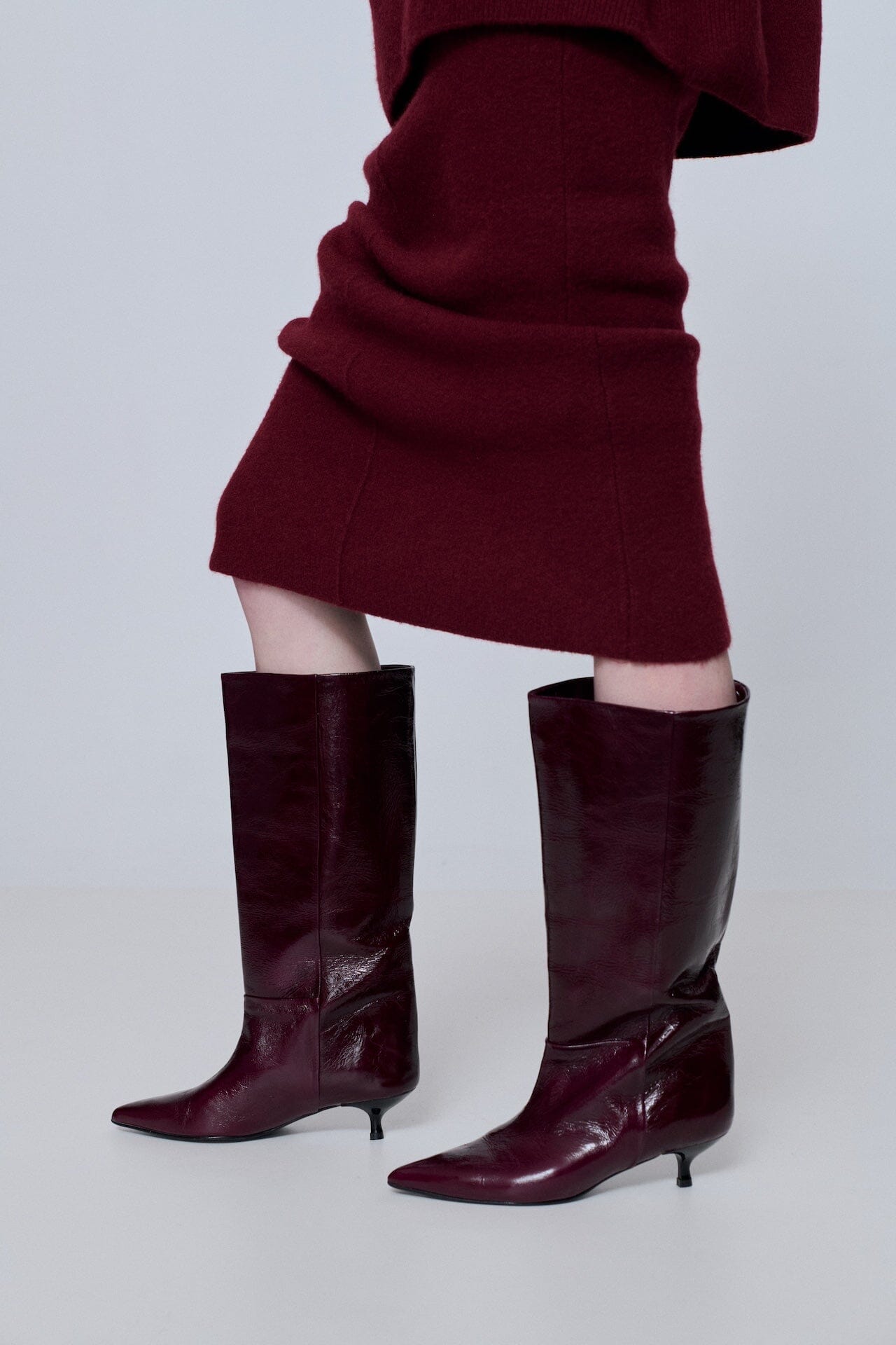 Sydney Boots in Burgundy Patent Leather