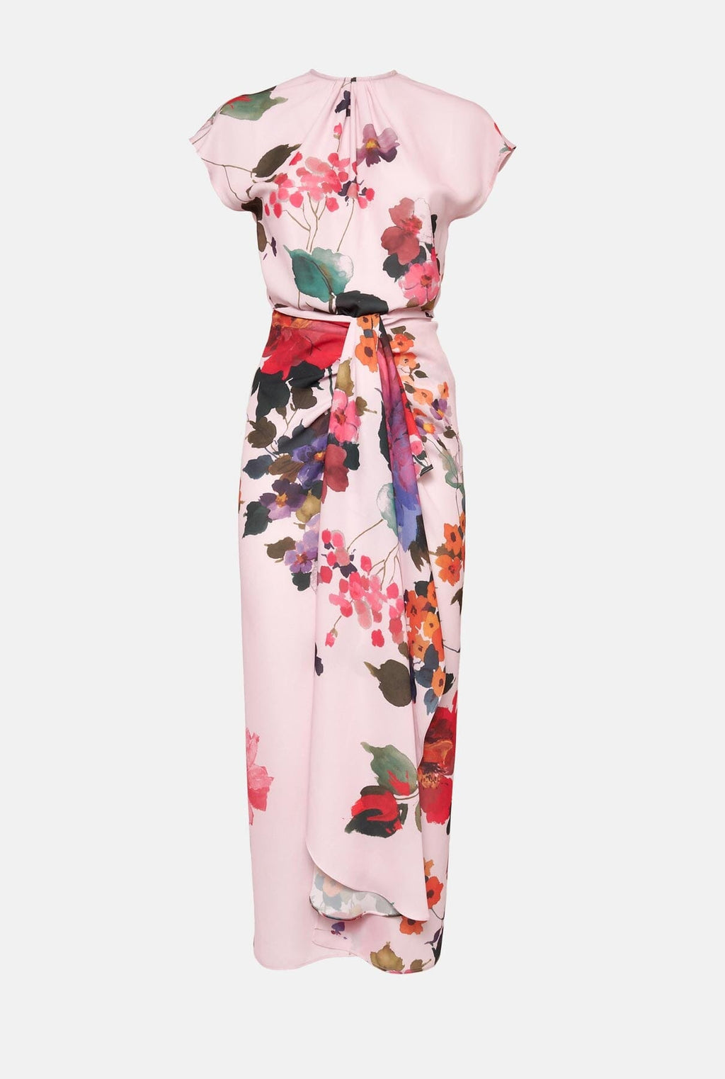 Vestido con falda nudo flores acuareladas PRE-ORDER