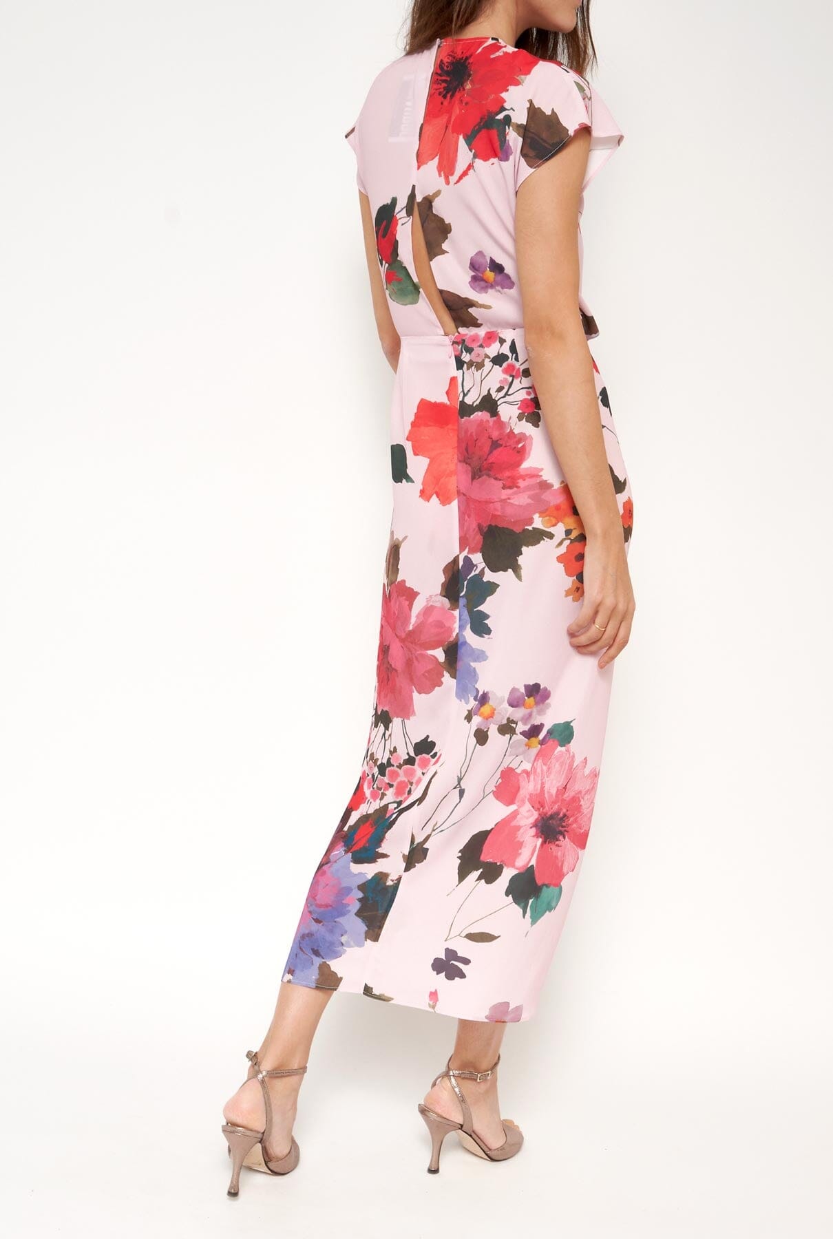 Vestido con falda nudo flores acuareladas PRE-ORDER