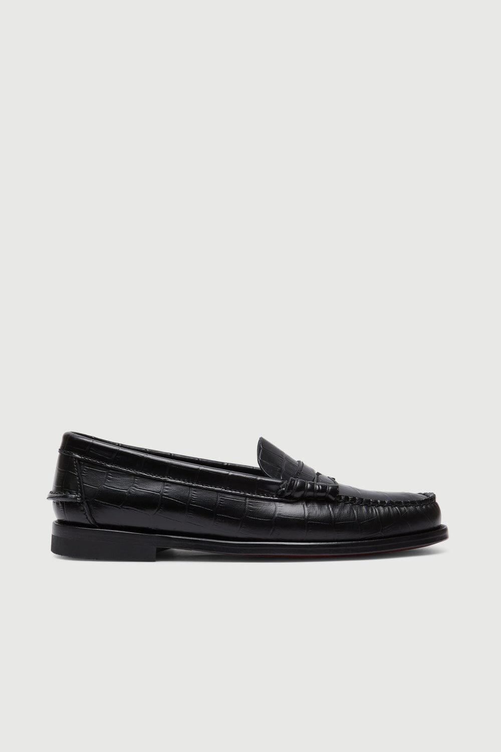 Zoe Loafers in Croc-effect Black Leather