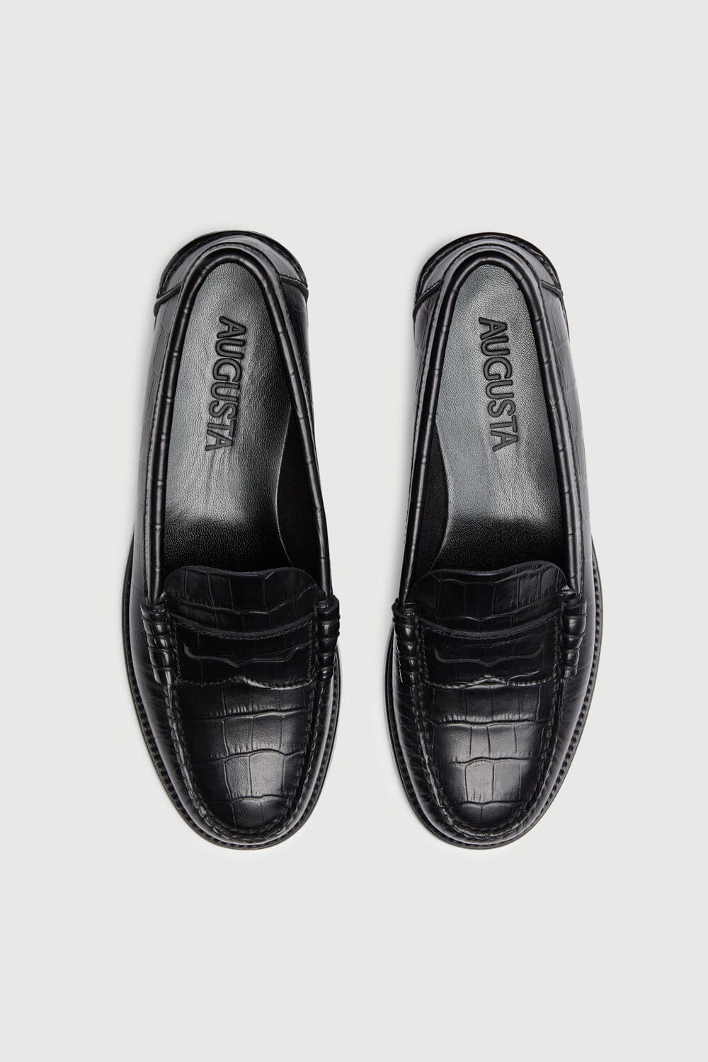 Zoe Loafers in Croc-effect Black Leather