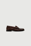 Zoe Loafers in Croc-effect Chocolate Leather